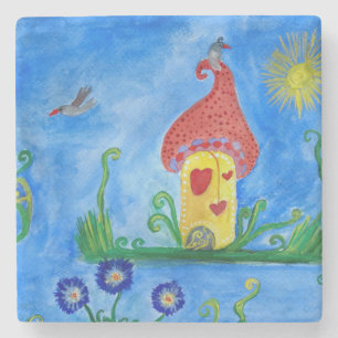 Whimsical Child Illustration  Stone Coaster