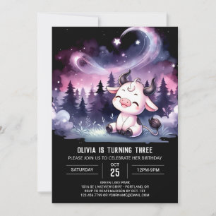 Whimsical Children Cow Birthday Invitation