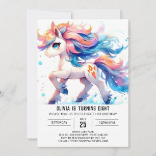 Whimsical Children Horse Birthday Invitation