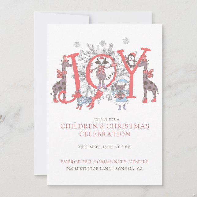 Whimsical  Children's Christmas Celebration Invitation (Front)