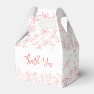 Whimsical Chinoiserie Peach Pink Baby Shower Favour Box