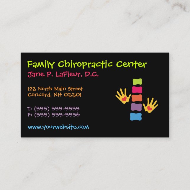 Whimsical Chiropractic Business Cards (Front)