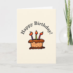 Whimsical Chocolate Cake Happy Birthday Doodle Card