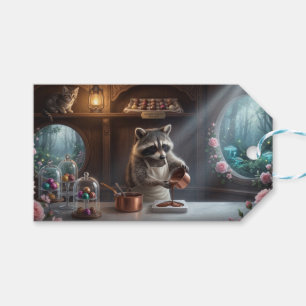 Whimsical Chocolate Shop Diorama with Racoon Gift Tags