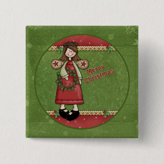 Whimsical Christmas angel 15 Cm Square Badge