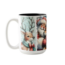 Whimsical Christmas Art – Santa, Reindeer, Tree