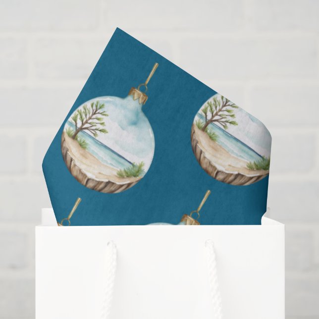 Whimsical Christmas Bauble Driftwood Tissue Paper (Gift Bag)