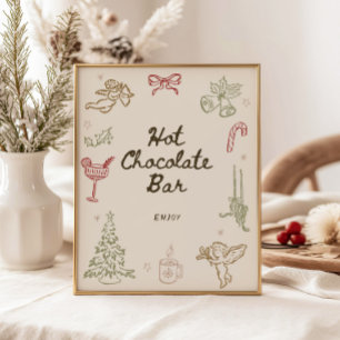 Whimsical Christmas Bridal Shower Hot Chocolate  Poster