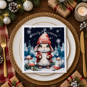 Whimsical Christmas Bunny Party Napkin