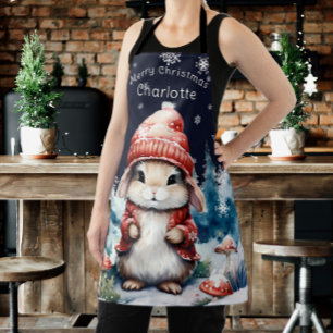 Whimsical Christmas Bunny Personalised Apron