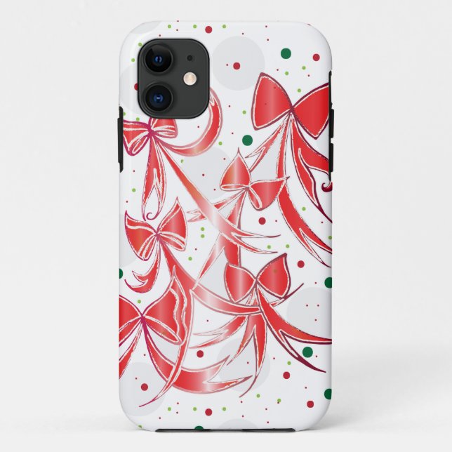 Whimsical Christmas Candy cane bows pattern Case-Mate iPhone Case (Back)