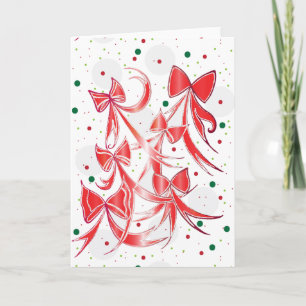 Whimsical Christmas Candy cane bows pattern Holiday Card