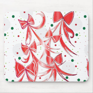 Whimsical Christmas Candy cane bows pattern Mouse Pad