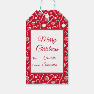 Whimsical Christmas Candy Cane Gift Tags