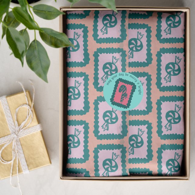 Whimsical Christmas Candy Cute Bright Holiday Tissue Paper (Whimsical Christmas Candy Cute Bright Holiday Hand-drawn  Tissue Paper
)