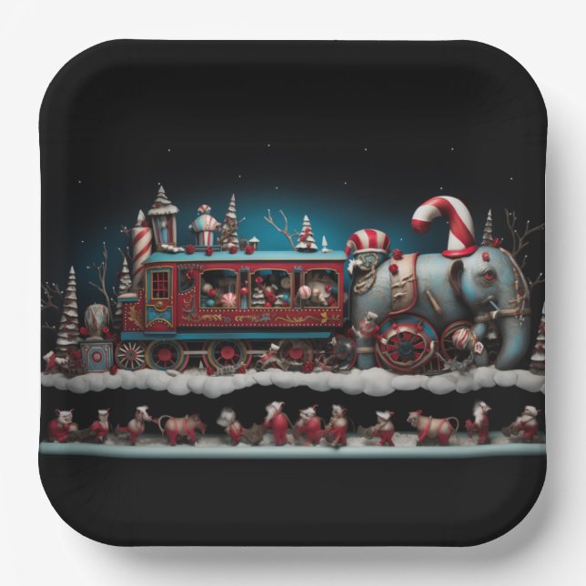 Whimsical Christmas Candy Train 1 Paper Plate (Front)