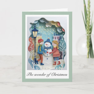 Whimsical Christmas card with paper card cutouts