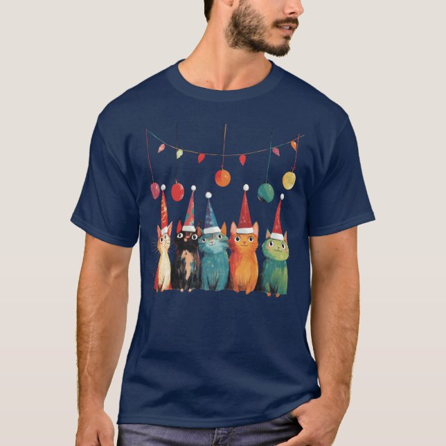 Whimsical Christmas Cats family T-Shirt (Front)