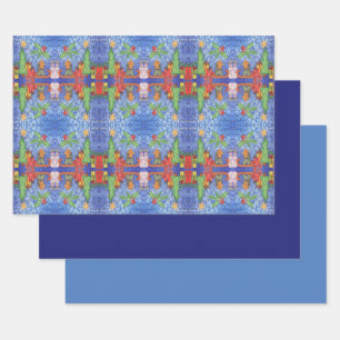 Whimsical Christmas Cheer Watercolor Painting Wrapping Paper Sheet