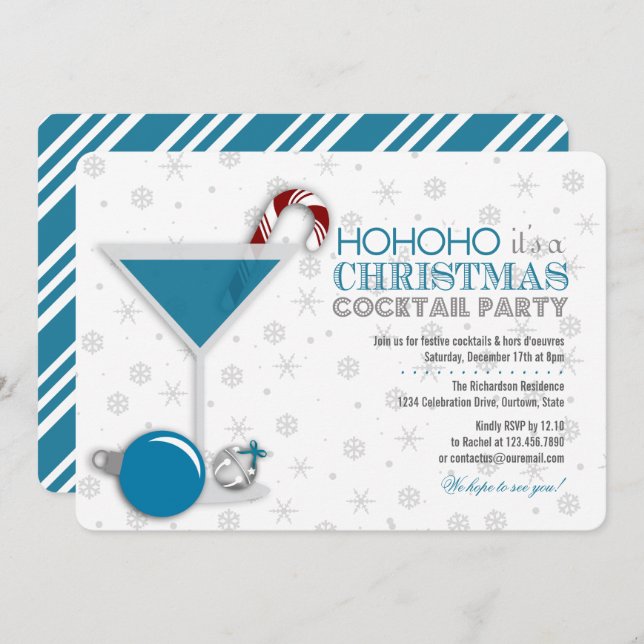 Whimsical Christmas Cocktail Party Invitation (Front/Back)
