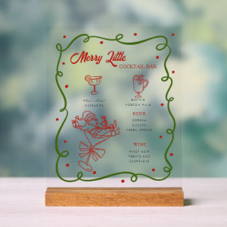 Whimsical Christmas cocktails list Acrylic Sign