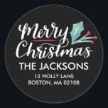 Whimsical Christmas Collection Classic Round Sticker<br><div class="desc">Send your holiday greetings in style with this whimsical and trendy round address label featuring hand lettered calligraphy artwork and a watercolor holly.</div>
