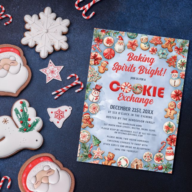 Whimsical Christmas Cookie Exchange Party Invitation (Creator Uploaded)
