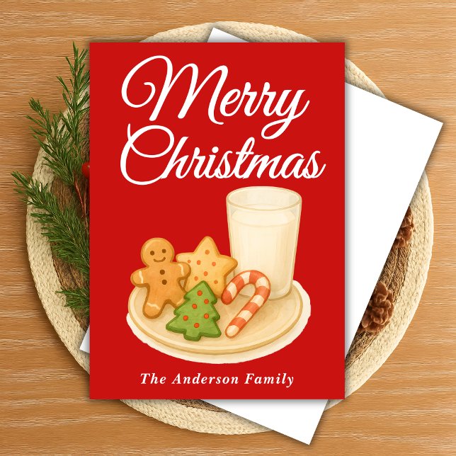 Whimsical Christmas Cookies and Milk Holiday Card (Creator Uploaded)