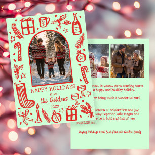 Whimsical Christmas  Cute Custom Arch 3 PHOTO  Holiday Card
