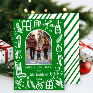 Whimsical Christmas  Cute Custom Arch PHOTO  Holiday Card