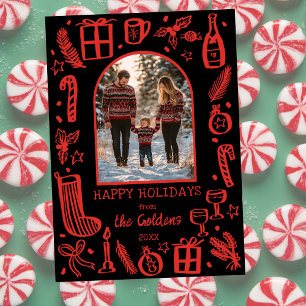 Whimsical Christmas Cute Custom Arch PHOTO Holiday Card