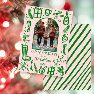 Whimsical Christmas Cute Custom Arch PHOTO Holiday Card