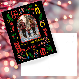 Whimsical Christmas  Cute Custom Arch PHOTO  Holiday Postcard
