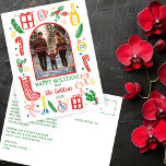 Whimsical Christmas  Cute Custom Arch PHOTO  Holiday Postcard<br><div class="desc">Perfect cute card for a fun holiday greeting! Hand made art for you! Perfect for a winter, christmas, holiday party or other event. FULLY CUSTOMIZABLE! Click on “Personalise” above to edit the text on the front and back and add your own photo. Click "edit using design tool" to adjust the...</div>