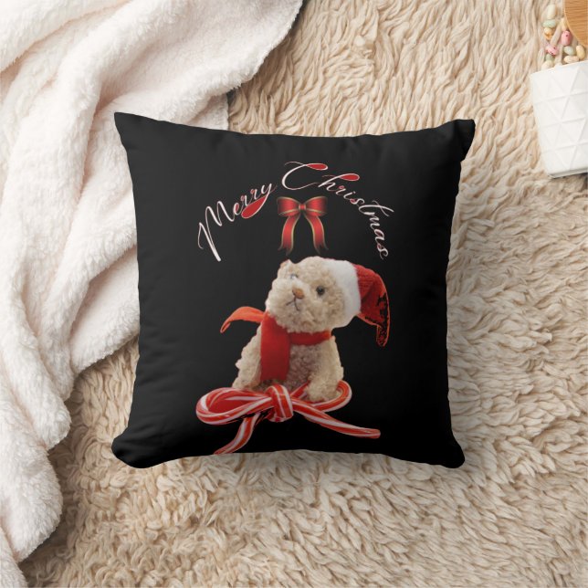Whimsical Christmas Cute Teddy Bear Cushion (Blanket)