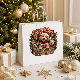 Whimsical Christmas Dog Festive Holiday Gift Bag