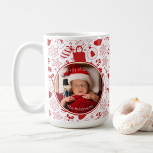 Whimsical Christmas Doodle Art Ornament Photo Coffee Mug