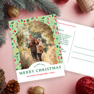 Whimsical CHRISTMAS Doodles CUSTOM Arch PHOTO Postcard
