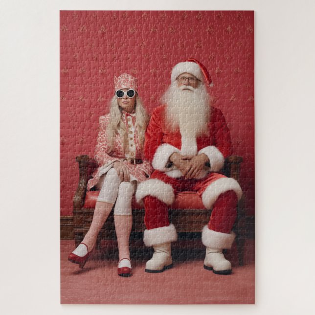 Whimsical Christmas Duo: Santa and Mrs. Claus Jigsaw Puzzle (Vertical)