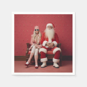 Whimsical Christmas Duo: Santa and Mrs. Claus Napkin