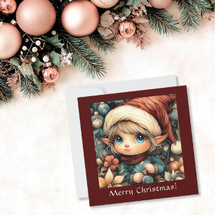 Whimsical Christmas Elf Customisable Holiday Card