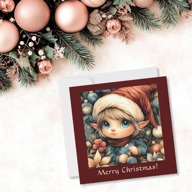 Whimsical Christmas Elf Customisable Holiday Card (Whimsical Christmas Elf Customizable Holiday Card)
