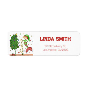 Whimsical Christmas Elf Mermaid Return Address