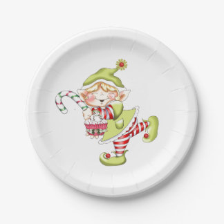 Whimsical Christmas Elf Paper Plate