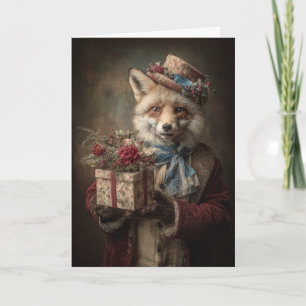 Whimsical Christmas Fox Holiday Card