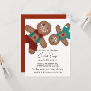 Whimsical Christmas Gingerbread Cookie Swap Party  Invitation