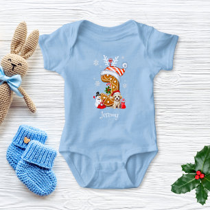 Whimsical Christmas Gingerbread Letter J Boy  Baby Bodysuit