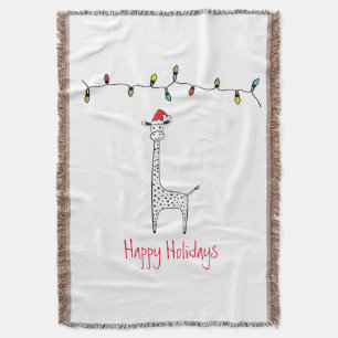 Whimsical Christmas Giraffe Throw Blanket