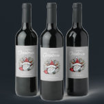 Whimsical Christmas Gnome Wine Label<br><div class="desc">A cute whimsical Christmas gnome on a silver grey background,  these personalised wine bottle labels are great to add to holiday gift giving.</div>