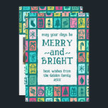 Whimsical Christmas Grid Cute Custom 2 PHOTO  Holiday Card<br><div class="desc">Perfect cute card for a fun holiday greeting! Hand made art for you! Perfect for a winter, christmas, holiday party or other event. FULLY CUSTOMIZABLE! Click on “Personalize” above to edit the text and add your own photos to the back and front. Click "edit using design tool" to adjust the...</div>